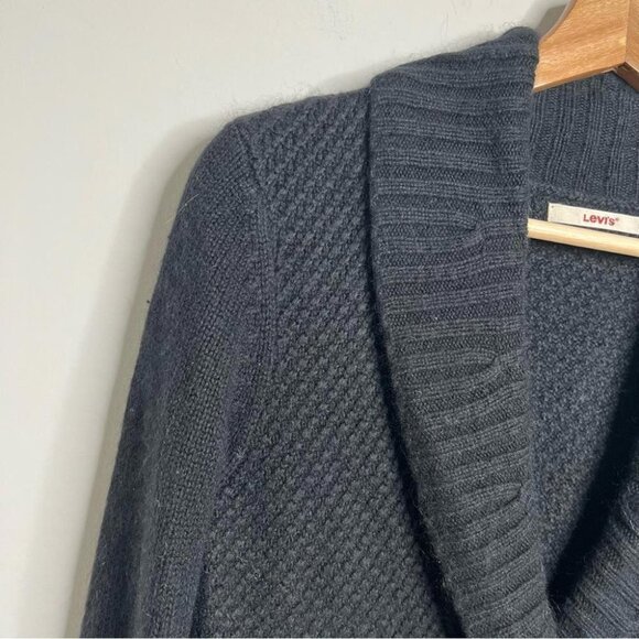 Levi's Womens Size Medium Black Angora Blend One Button Shawl Collar Cardigan - Picture 3 of 11